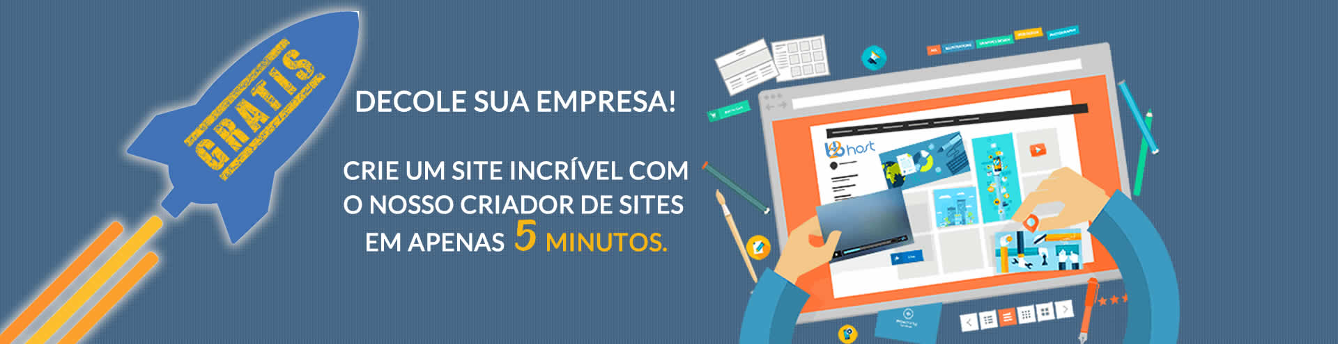 Crie um site incrível com o nosso criador de sites em apenas 5 minutos. É gratis!